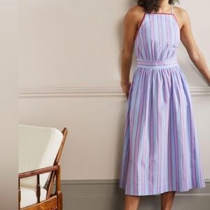 Boden Dress Stripe Halter-neck US 20/22 R Midi Blue Pink/Red Stripe Size Resort